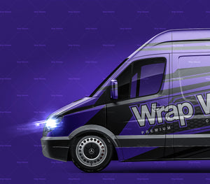 Mercedes-Benz Sprinter Medium L2H2 II satin matt finish - all sides Car Mockup Template.psd