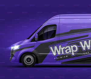 Mercedes Benz Sprinter L3H2 panel van 2020 satin matt finish - all sides Car Mockup Template.psd