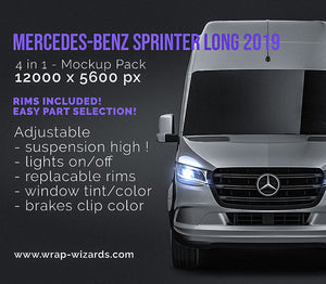 Mercedes-Benz Sprinter Long High Roof L3H3 2019 glossy finish - all sides Car Mockup Template.psd