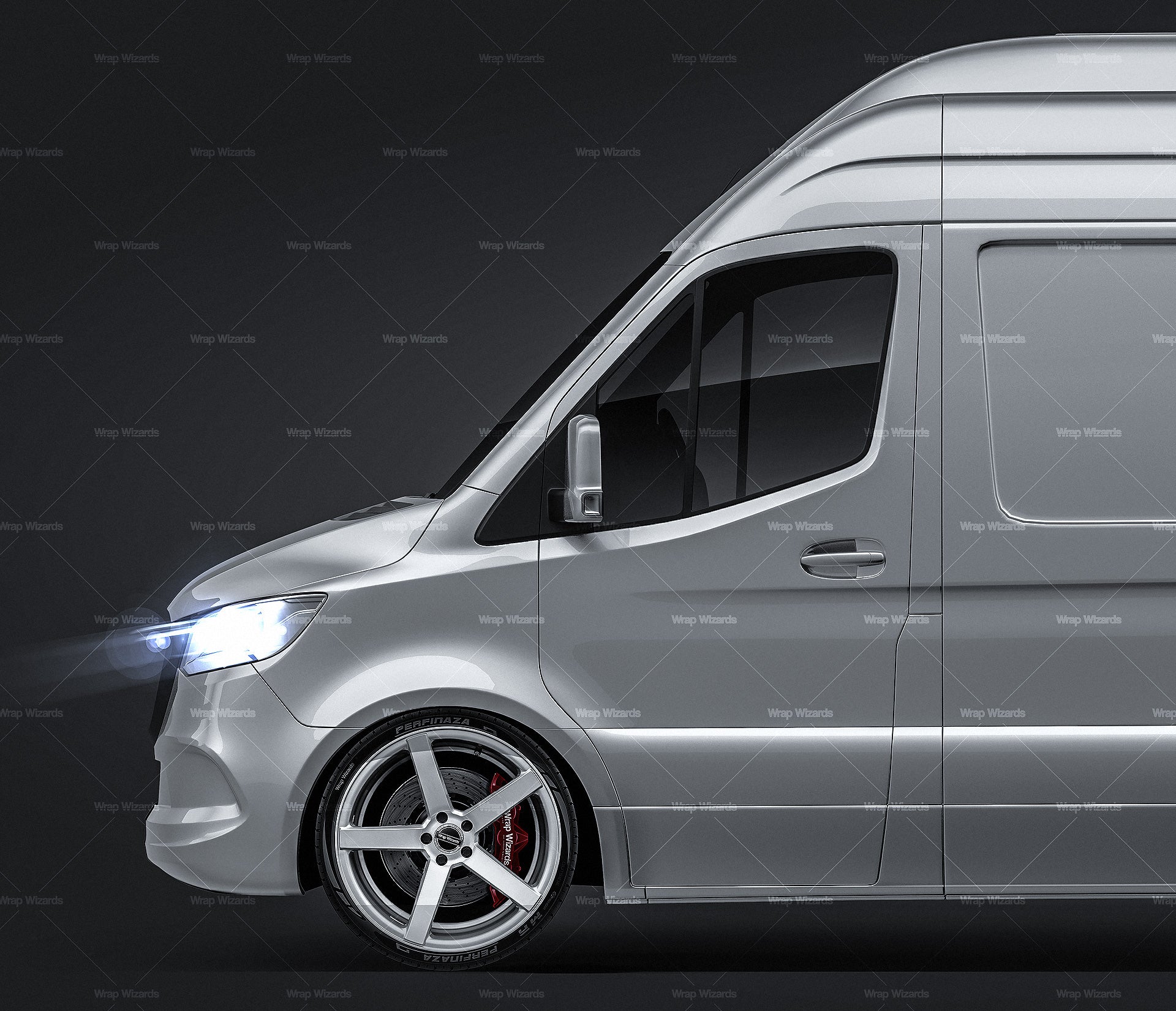 Mercedes-Benz Sprinter Long High Roof L3H3 2019 glossy finish - all sides Car Mockup Template.psd