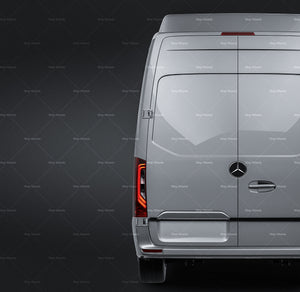 Mercedes-Benz Sprinter Long High Roof L3H3 2019 glossy finish - all sides Car Mockup Template.psd