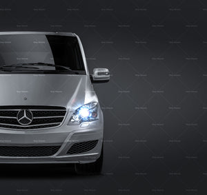 Mercedes-Benz V-Class Viano 2010 passenger van with windows satin matt finish - all sides Car Mockup Template.psd