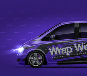 Mercedes-Benz V-Class Viano 2010 passenger van with windows satin matt finish - all sides Car Mockup Template.psd