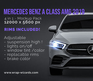 Mercedes-Benz A-Class AMG 2019 glossy finish - all sides Car Mockup Template.psd