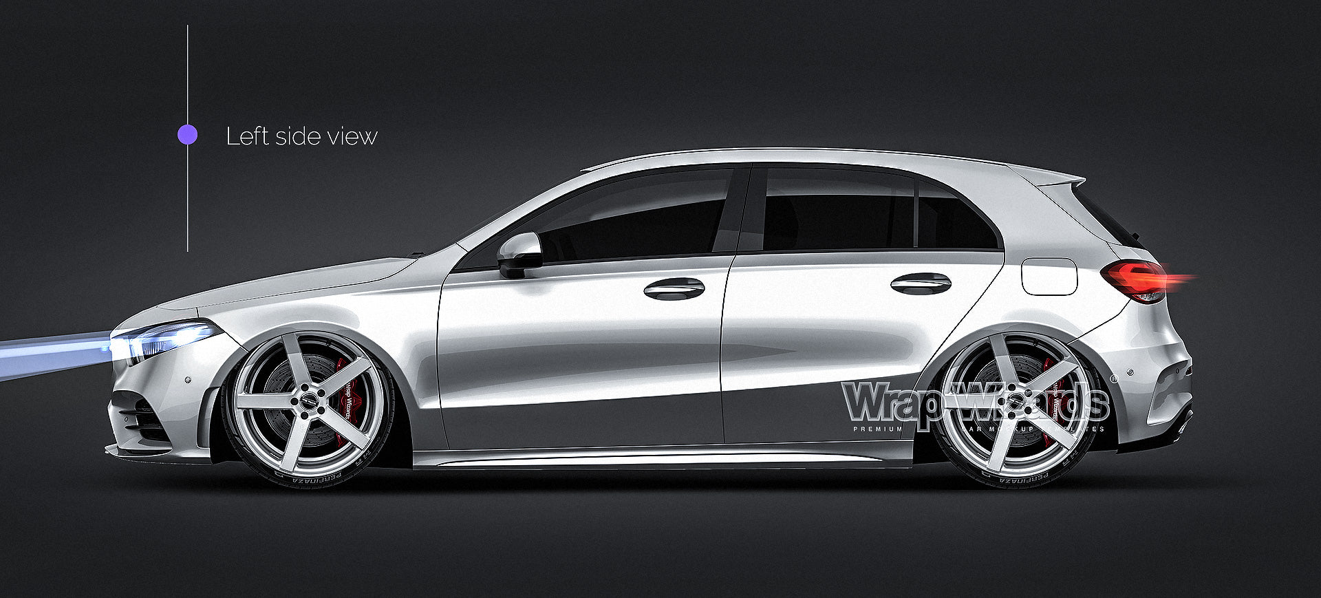Mercedes-Benz A-Class AMG 2019 glossy finish - all sides Car Mockup Template.psd