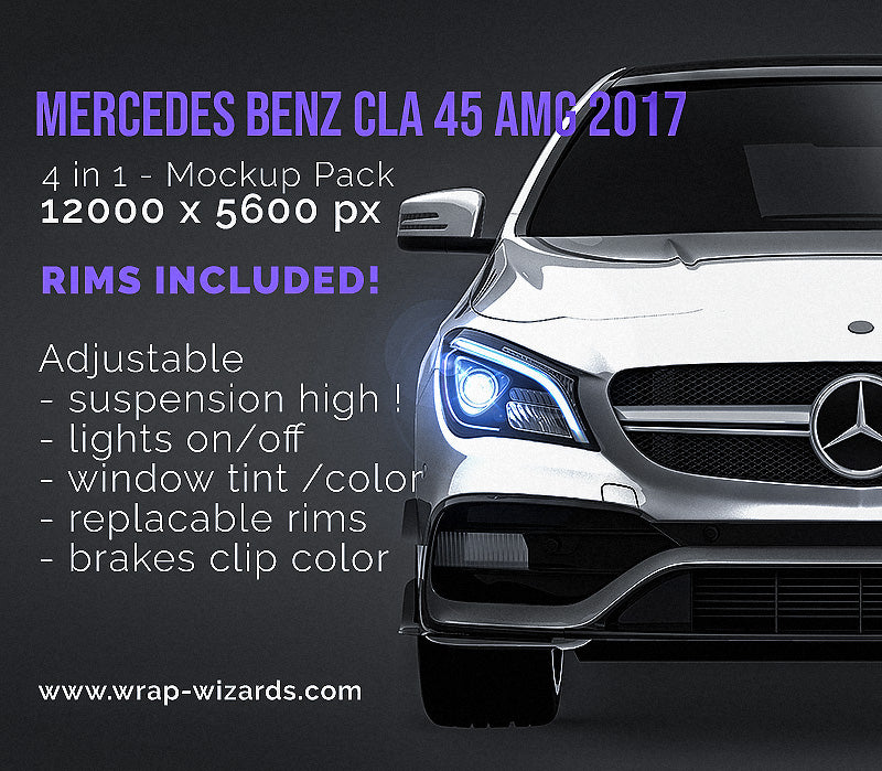 Mercedes-Benz CLA 45 AMG 2017 glossy finish - all sides Car Mockup Template.psd