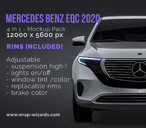 Mercedes-Benz EQC 2020 glossy finish - all sides Car Mockup Template.psd