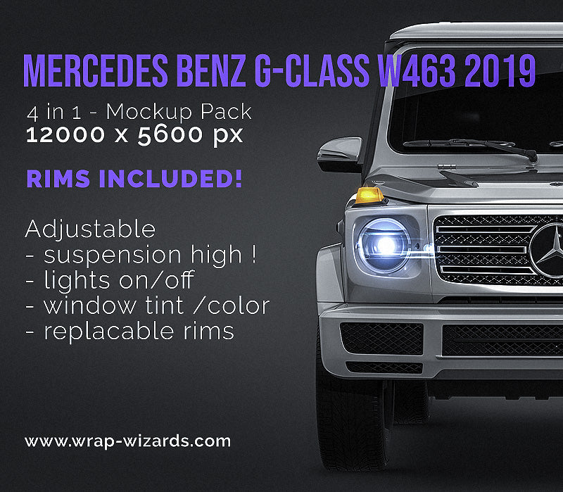 Mercedes-Benz G-class W463 2019 glossy finish - all sides Car Mockup Template.psd