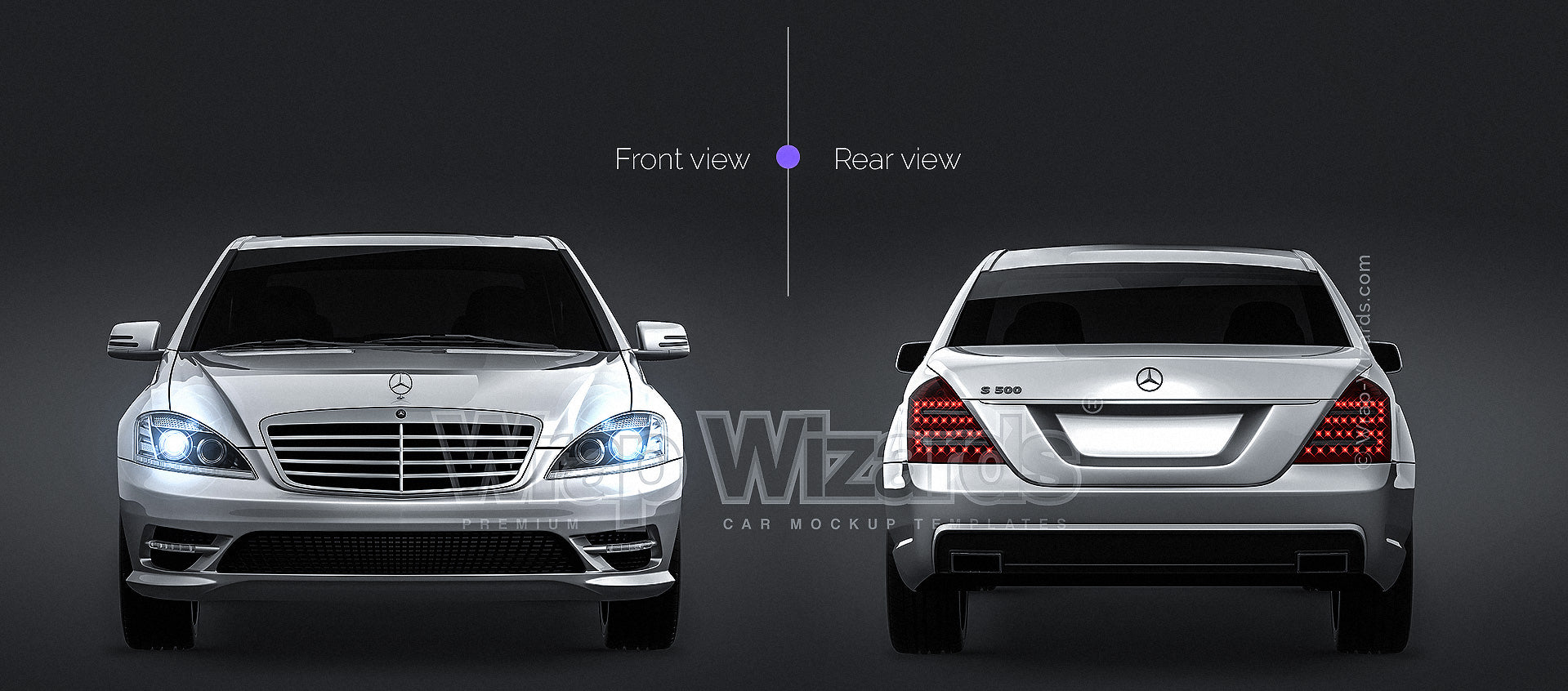 Mercedes-Benz S-Class AMG 2010 glossy finish - all sides Car Mockup Template.psd