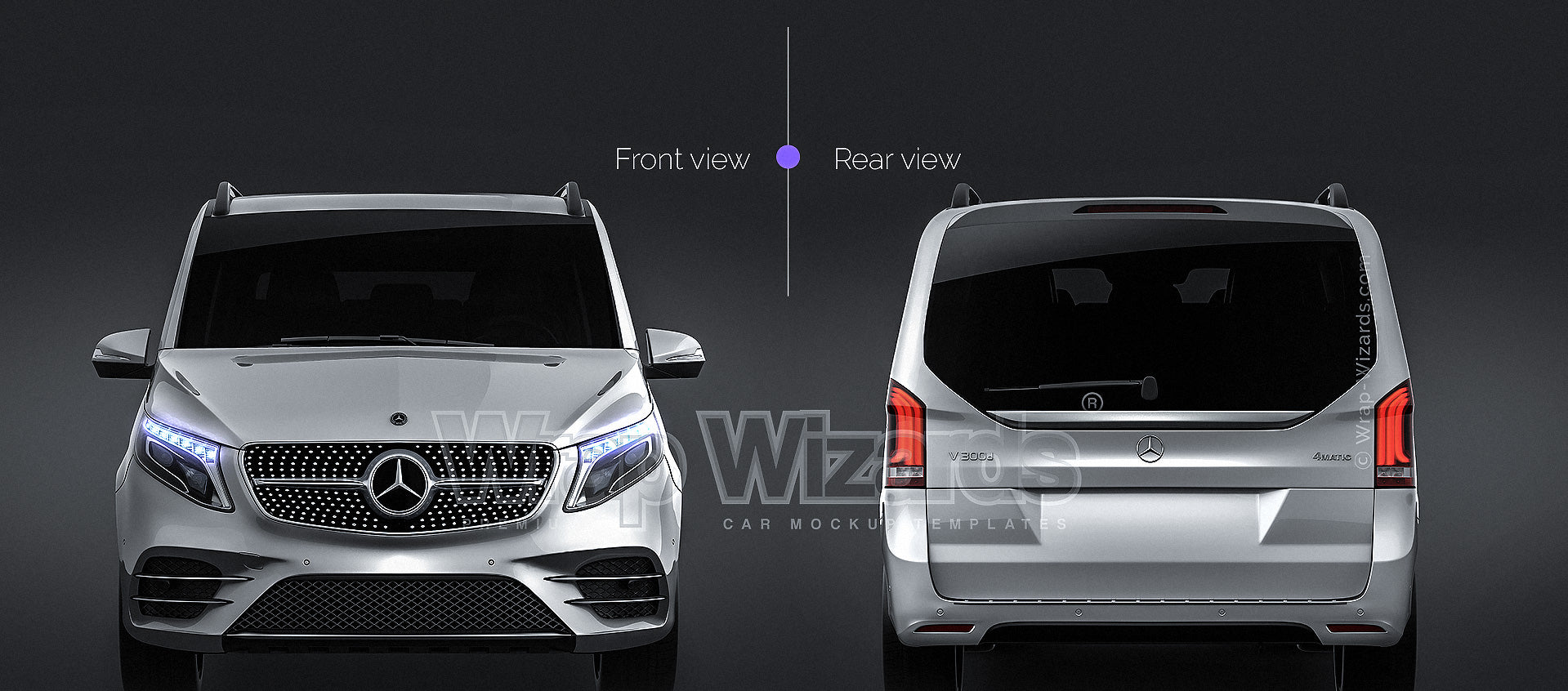 Mercedes-Benz V-Class AMG 2020 glossy finish - all sides Car Mockup Template.psd