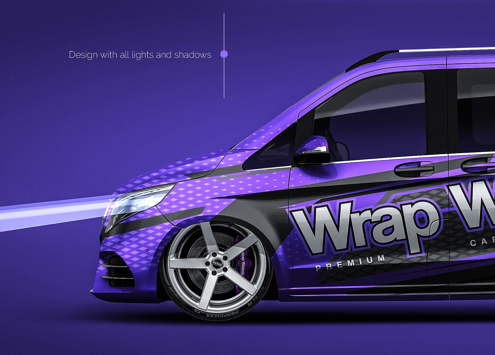 Mercedes-Benz V-Class AMG 2020 glossy finish - all sides Car Mockup Template.psd