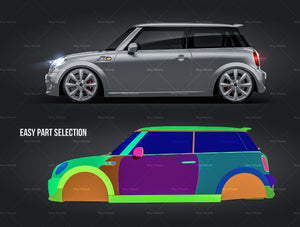 Mini Cooper S 2011 with hardtop satin matt finish - all sides Car Mockup Template.psd