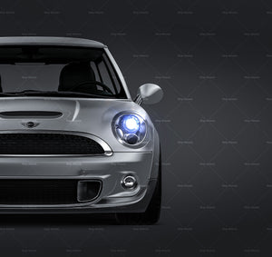 Mini Cooper S 2011 with hardtop satin matt finish - all sides Car Mockup Template.psd