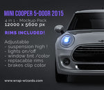 Mini Cooper 5-door 2015 glossy finish - all sides Car Mockup Template.psd