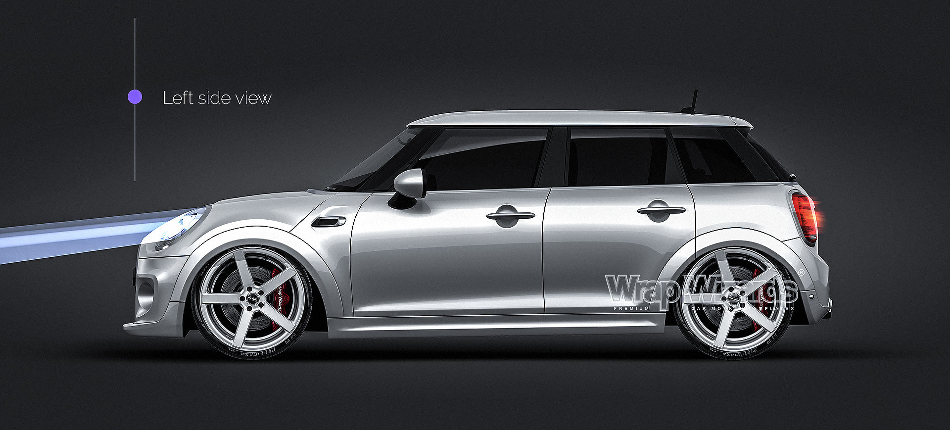 Mini Cooper 5-door 2015 glossy finish - all sides Car Mockup Template.psd