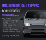 Mitsubishi Delica | Express | panel van glossy finish - all sides Car Mockup Template.psd