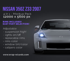 Nissan 350Z Z33 2007 glossy finish - all sides Car Mockup Template.psd