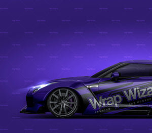 Nissan GT-R Liberty Walk bodykit glossy finish - all sides Car Mockup Template.psd