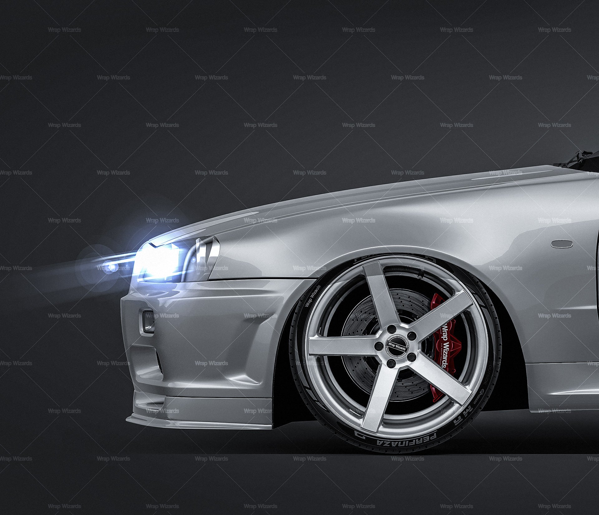 Nissan Skyline R34 GT-R coupe 1999 glossy finish - all sides Car Mockup Template.psd