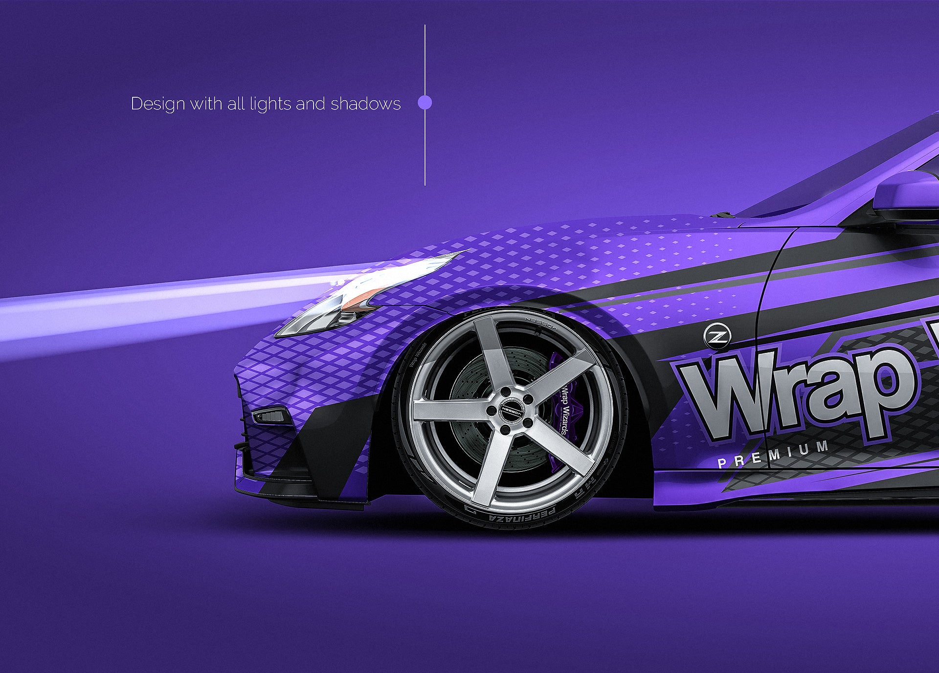 Nissan 370z Nismo 2015 glossy finish - all sides Car Mockup Template.psd