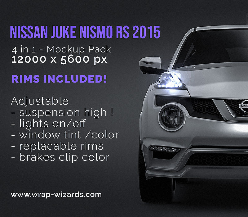 Nissan Juke Nismo RS 2015 glossy finish - all sides Car Mockup Template.psd