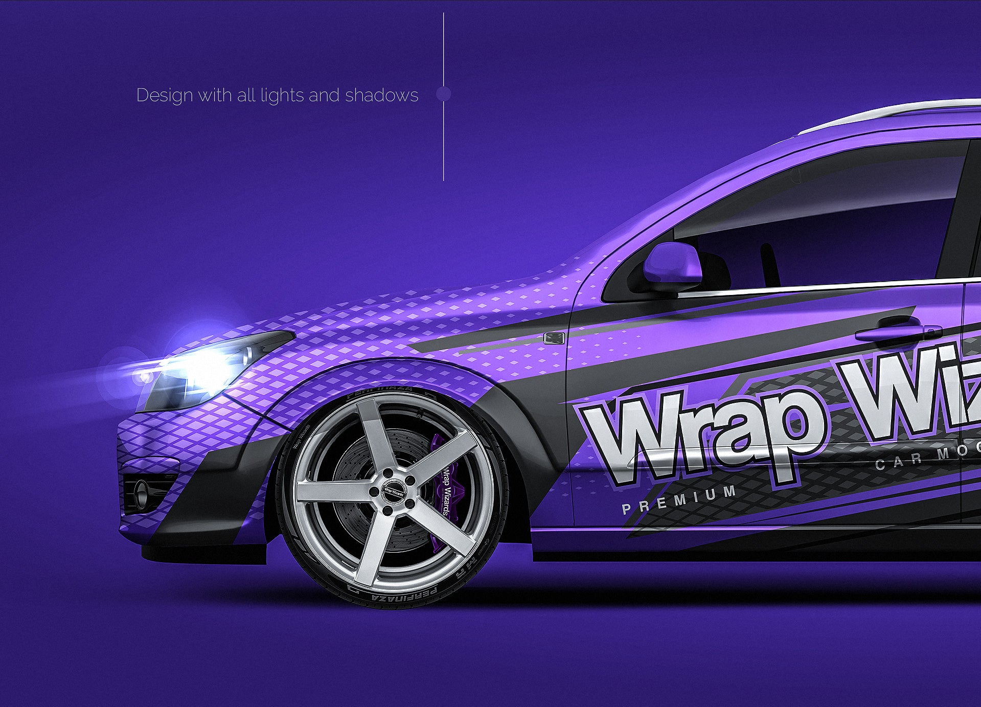 Opel Astra H Touring glossy finish - all sides Car Mockup Template.psd
