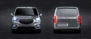 Opel Combo SWB 2021 panel van glossy finish - all sides Car Mockup Template.psd