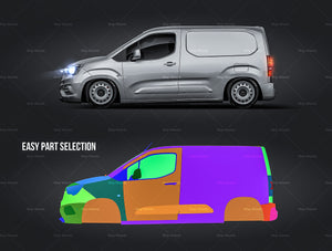 Opel Combo SWB 2021 panel van glossy finish - all sides Car Mockup Template.psd