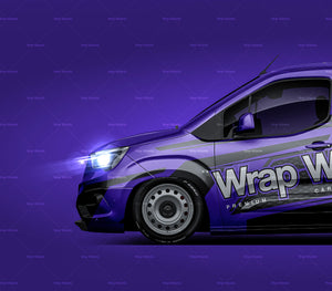 Opel Combo SWB 2021 panel van glossy finish - all sides Car Mockup Template.psd