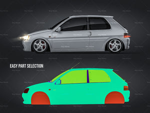 Peugeot 106 GTI satin matt finish - all sides Car Mockup Template.psd