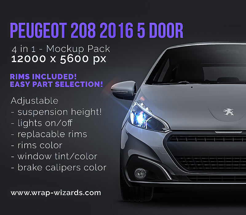 Peugeot 208 2016 5-door - Car Mockup