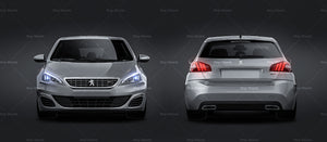 Peugeot 308 GT 2017 glossy finish - all sides Car Mockup Template.psd