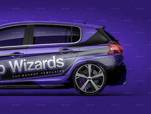 Peugeot 308 GT 2017 glossy finish - all sides Car Mockup Template.psd