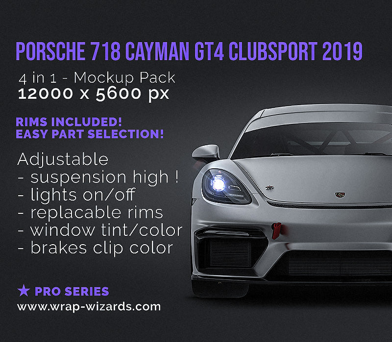 Porsche 718 Cayman GT4 Clubsport 2019 - Car Mockup