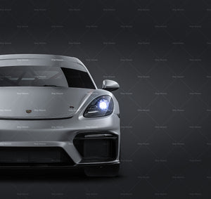 Porsche 718 Cayman GT4 Clubsport 2019 satin matt finish- all sides Car Mockup Template.psd