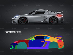 Porsche 718 Cayman GT4 RS 2022 glossy finish - all sides Car Mockup Template.psd