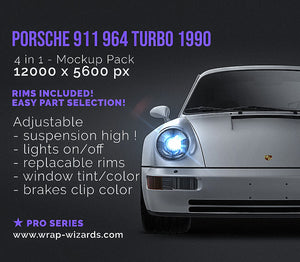 Porsche 911 964 Turbo 1990 satin matt finish - all sides Car Mockup Template.psd