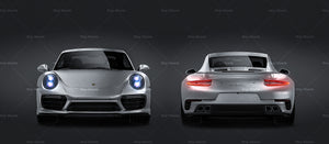 Porsche 911 991.2 Turbo S Coupe 2016 satin matt finish - all sides Car Mockup Template.psd