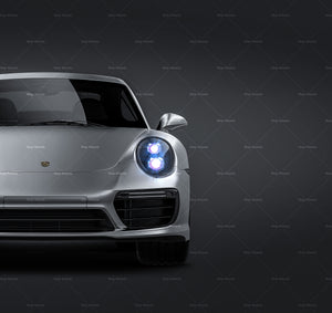 Porsche 911 991.2 Turbo S Coupe 2016 satin matt finish - all sides Car Mockup Template.psd