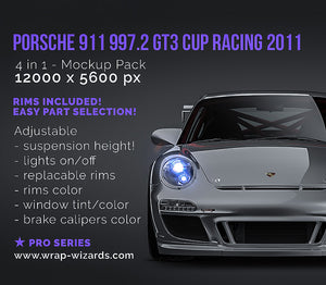 Porsche 911 997.2 GT3 Cup Racing 2011 glossy finish - all sides Car Mockup Template.psd