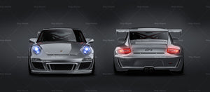 Porsche 911 997.2 GT3 Cup Racing 2011 glossy finish - all sides Car Mockup Template.psd