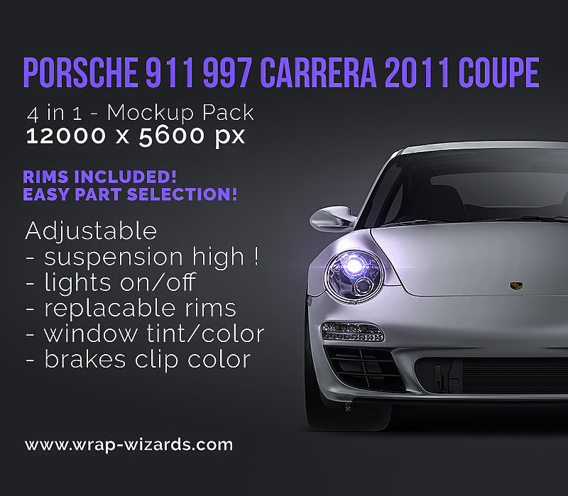 Porsche 911 997 Carrera 2011 Coupe - Car Mockup