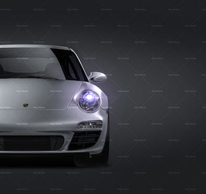 Porsche 911 997 Carrera 2011 Coupe satin matt finish - all sides Car Mockup Template.psd