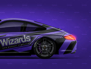 Porsche 911 997 Carrera 2011 Coupe satin matt finish - all sides Car Mockup Template.psd