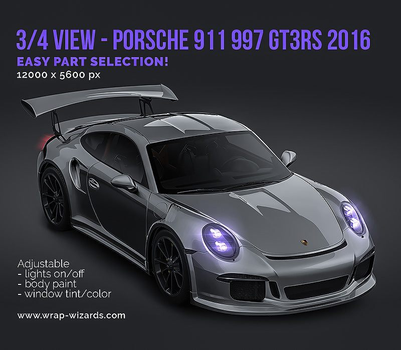 3/4 FRONT VIEW - Porsche 911 GT3RS 2016 - Car Mockup