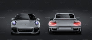 Porsche 911 997 Turbo 2010 glossy finish - all sides Car Mockup Template.psd