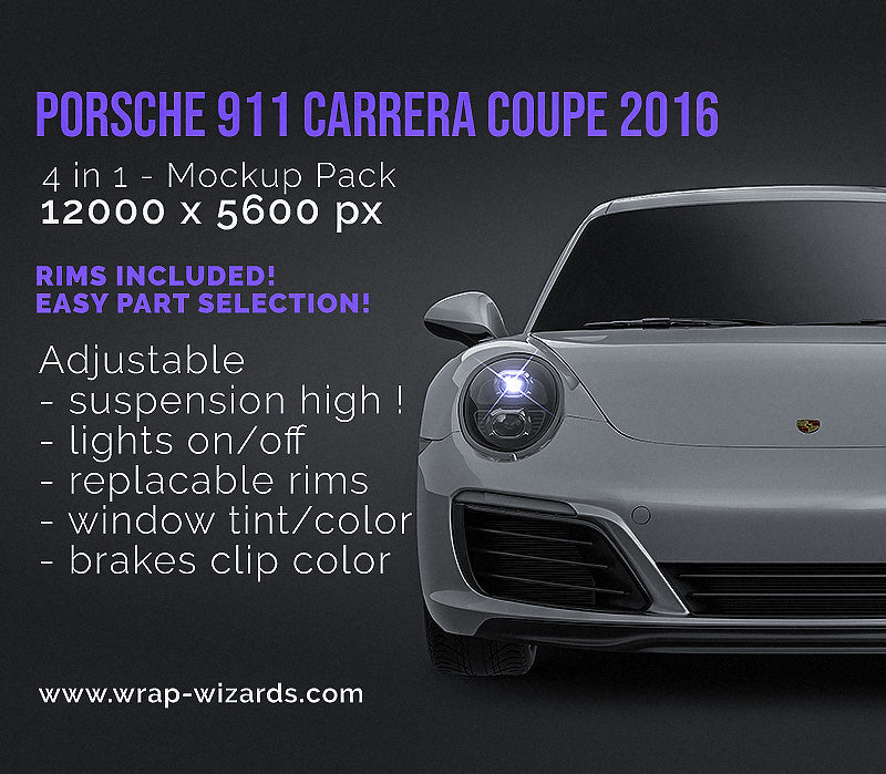 Porsche 911 Carrera Coupe 2016 - Car Mockup
