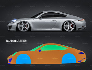 Porsche 911 Carrera Coupe 2016 glossy finish - all sides Car Mockup Template.psd