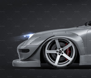 Porsche 911 GT2 RWB glossy finish - all sides Car Mockup Template.psd