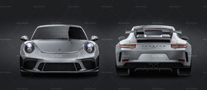 Porsche 911 GT3 2018 glossy finish - all sides Car Mockup Template.psd